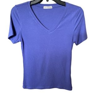 Active USA Ribbed V-Neck Top Purple NWOT Large